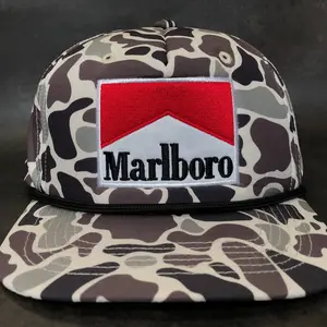 Marlb0r0 Camouflage Vintage Hat, Retro Camo Snapback Hat Design, Unisex Mesh Cotton Trucker Hat, Perfect Gift for Men and Women