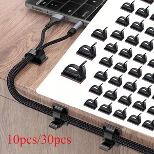 30/10couts Adjustable data cable, plastic cable clamp, car office charging cable, mouse desktop self-adhesive cable holder