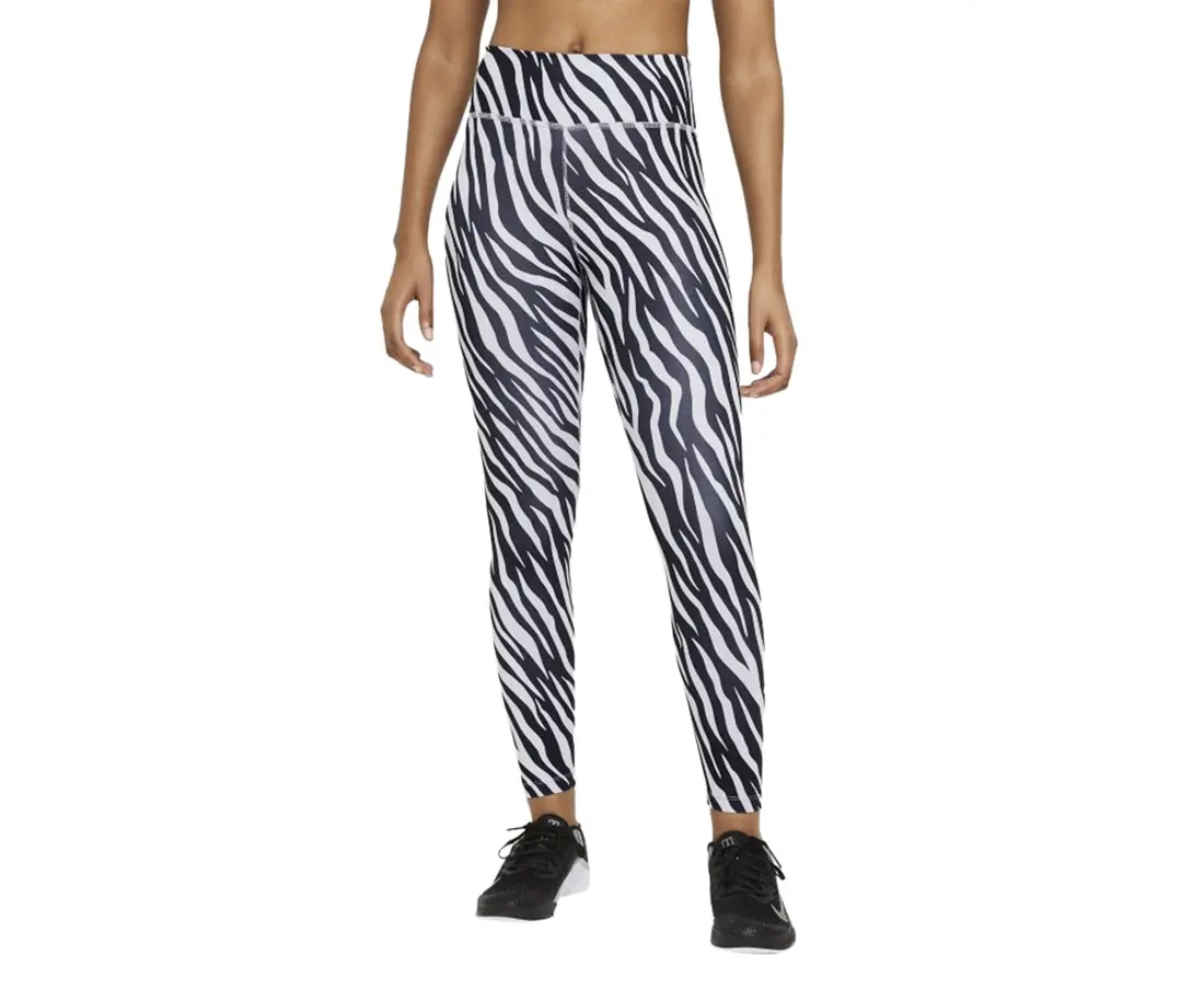 NIKE Women's Premium Zebra Print Leggings, Bold Pattern Activewear for Athletes and Training
