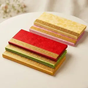 Elegant Ribbon Stripe Money Envelopes | Handcrafted Shagun Lifafa for Weddings, Diwali, Eid | Thoughtful Gift, Assorted Colors (Set of 25, 50, 100)