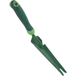Hand Weed Puller Tool, 5-in-1 Multipurpose Garden Trowel with Soft Handle, Weeding Tool with Serrated Edges Measuring Scale for Easy Weeder Removal, Planting, Transplanting, Digging,