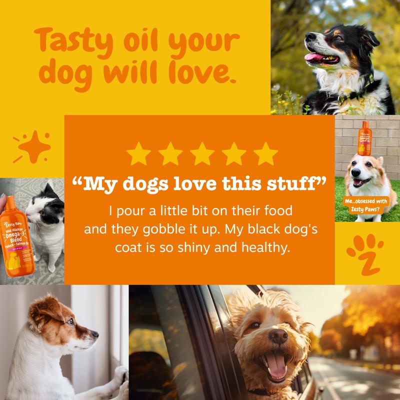 Zesty Paws Wild Alaskan Salmon Oil with EPA & DHA, nourishing Omega-3 Fish Oil blend for Dogs & Cats, Healthy Skin & Coat