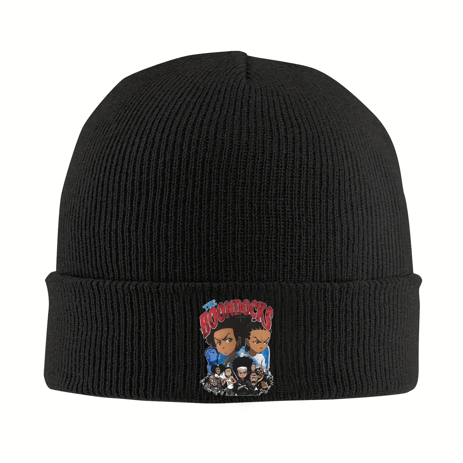 S&T 1-Piece The Boondocks Anime Acrylic Beanie, Windproof Knitted Warm Sports Hat for Men & Women, Ski-Friendly Outdoor Accessory, Acrylic Hat, Beanies, Stretch, Cartoon, Universal, Fitted, Everyday, Anime Print, Breathable, Graphic, Casual, Do Not Wring,