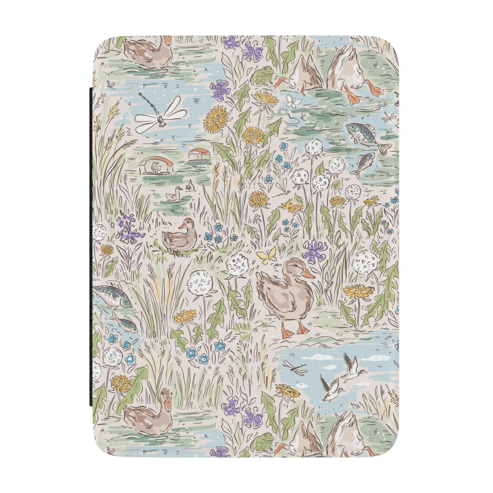 Casely Soft Shell Kindle Case - Magnetic Snap, Waddle Path Duck Pond Design, Folio Fold, Auto Wake, Foldable, Scratch Resistant Device Protection Cover for Kindle Tablets