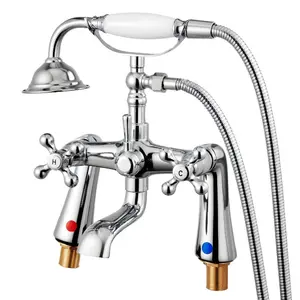 VEVOR Clawfoot Tub Faucet, Deck Mount Bathtub Faucets with Handheld Shower, Vintage Polished Chrome Clawfoot Tub Filler Faucet Shower Kit with 360 Rotation Spout 59-inch Long Hose for Bathtubs
