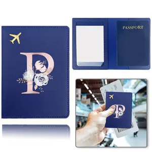 Letter & Flower Pattern Passport Holder, 1 Count PU Leather Travel Wallet, Compact Protective Sleeve for Air Tickets Vaccine Cards Cash and Credit Cards