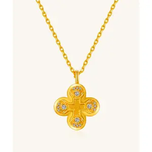 24K Gold Clover Necklace