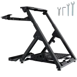 VEVOR Foldable Racing Steering Wheel Stand,  , Height Adjustable Universal Base Compatible with Logitech & Thrustmaster Racing Wheel and Pedal, Movable Wheels Heavy-duty Frame Standard GT/Formula Seating
