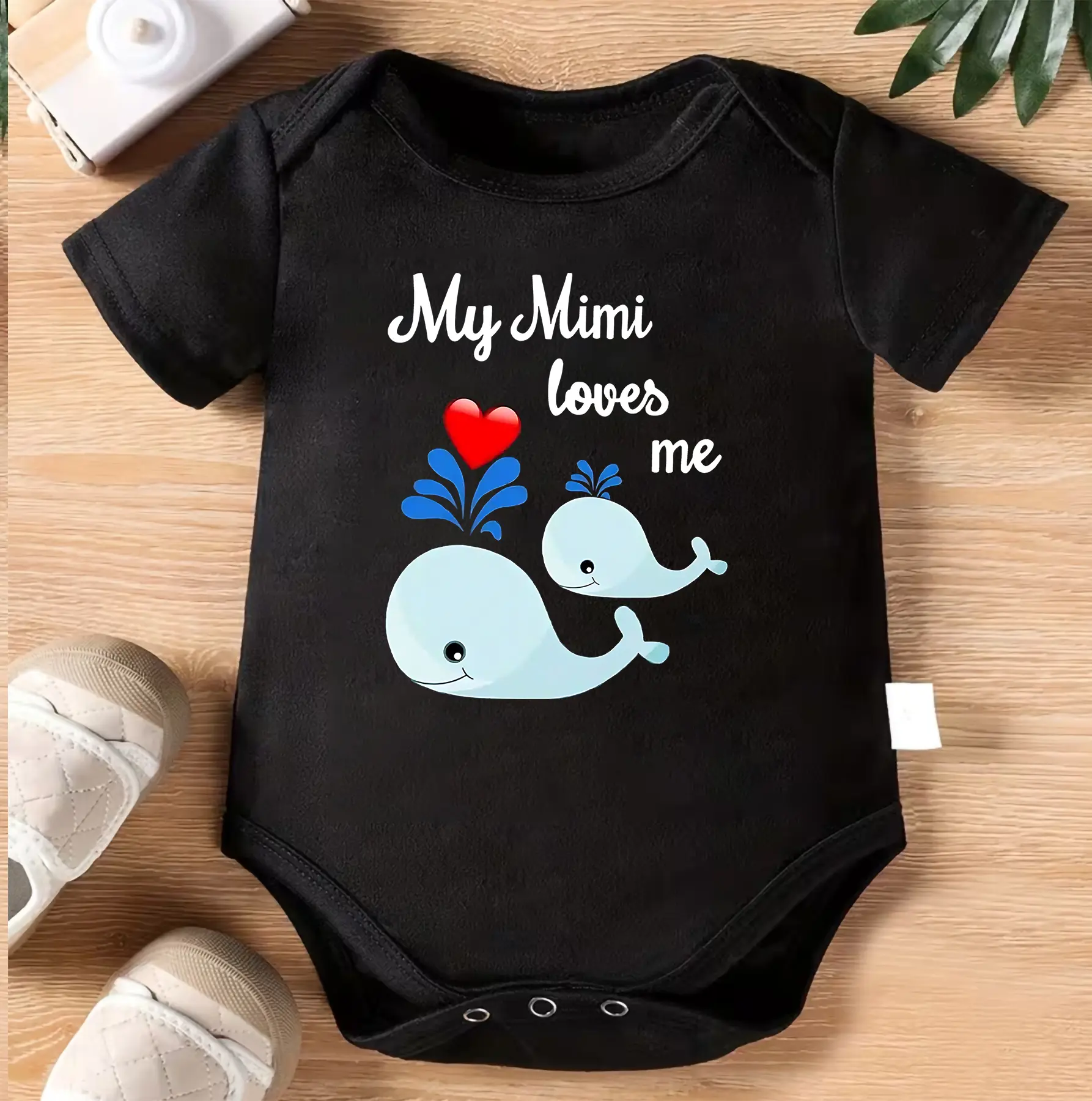 My Mimi Loves Me Whale Baby Bodysuit | Cute Whale Infant Onesie | Grandma Love Baby Romper | Ocean Theme Newborn Outfit | Mimi Baby Shower Gift | Nautical Baby Clothes