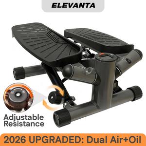 ELEVANTA Air+Oil Dual Drive Mini Stepper, Ultra-Smooth Silent Twist Stair Climber with Resistance Bands 330lbs Heavy Duty Knee-Safe Home Workout