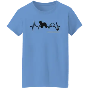 Old English Sheepdog Heartbeat, Unisex, Cotton/Polyester T-Shirt