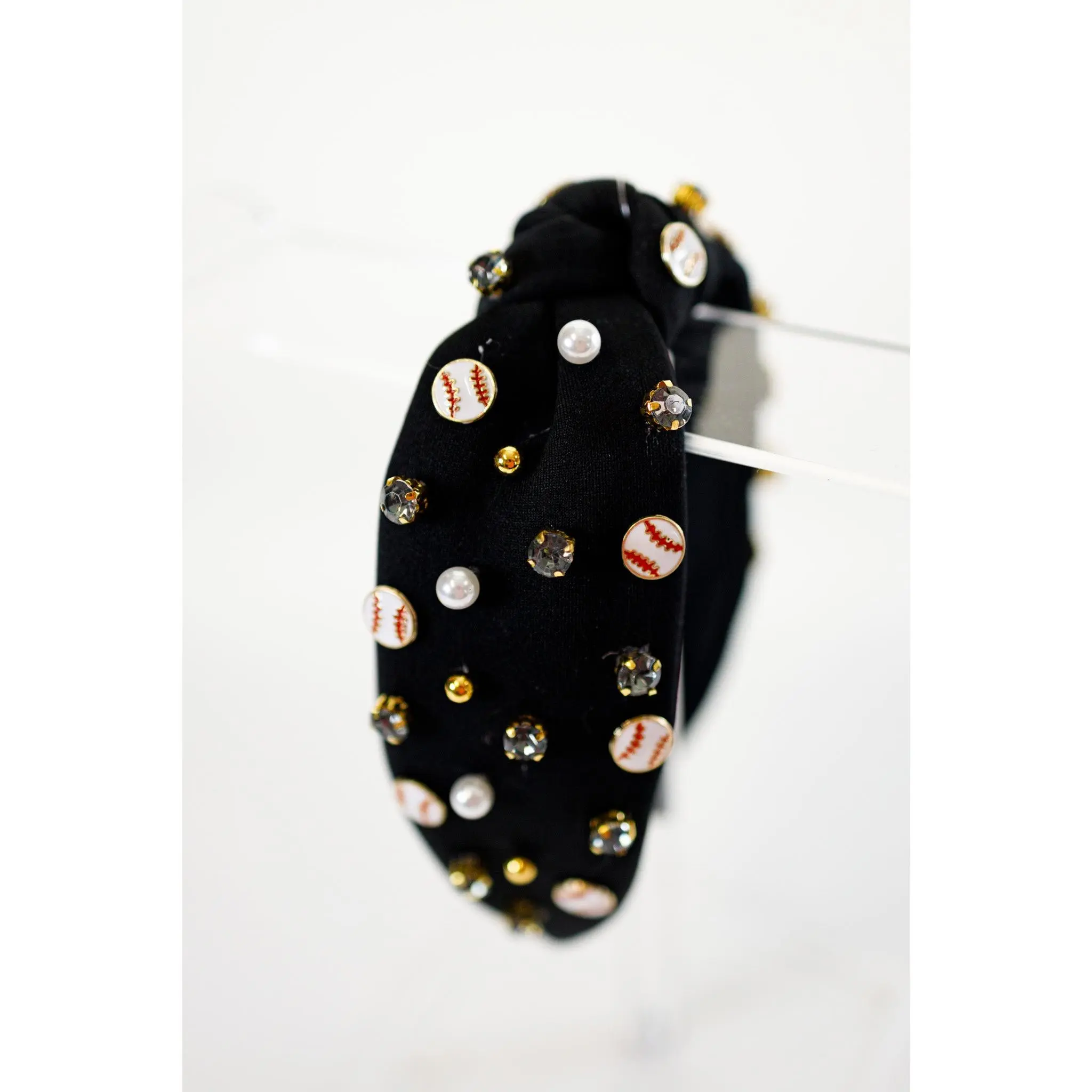 Black Baseball Studded Headband
