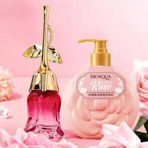 Fresh Rose Perfume + Nourishing Body Lotion Set, Lover Rose Flower Shape, Women's Perfume, Valentine's Day Gift, Long-Lasting Scent, Fragrance Sets
