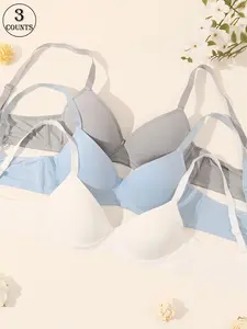 Women's Solid Color Underwire Bra, Casual Comfortable Breathable Bra for Daily Wear, Lingerie for All Seasons, Clothing, Womenswear