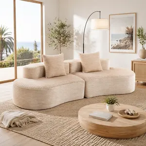 [Bellemave] 110.24" Fully Compressed Sofa, Corduroy 2-Seater Couch with 2 Lumbar Pillows, Cozy Deep Seat Upholstered Sofa, No Assembly Cloud Couch for Living Room & Bedroom