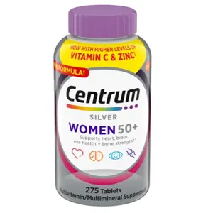 Centrum Silver for Women 50+ Immune Support Multivitamin with Higher Levels of Vitamin C & Zinc 275 Tablets Gluten Free