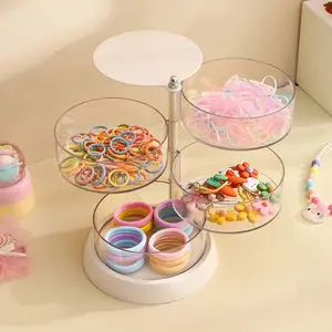 1 360-degree rotating multi-layer jewelry Clear storage box, transparent anti-oxidation princess dresser, women's hair accessories, headband, hairpin, plastic storage finishing box.