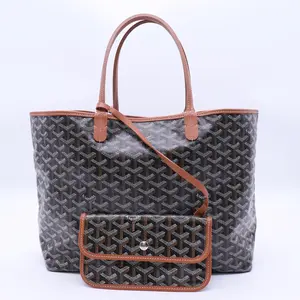 Pre-owned Goyard coated canvas Shoulder Bags Black Chevron Print St. Louis PM Tote Bag