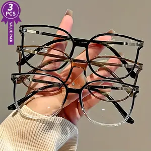 3 Pairs of Large Square Reading Glasses with Glitter, Fashionable Reading Glasses, Luxury Reading Glasses for Women and Men to Read Books +1.0 to +4.0