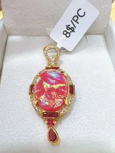 Evelyn(10491)gc.Man-made pink opal copper pendant $8/pc （The pendant only – no fancy box included）