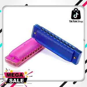 Koogel 2 PCS Translucent Kids Harmonica,10 Hole Harmonica for Toddler Musical Instruments for Beginners Party Birthday Gifts
