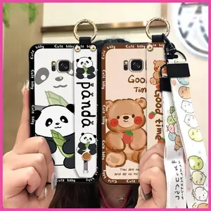 Back Cover Cartoon Phone Case For Samsung Galaxy S8/SM-G9500 protective Shockproof Anti-dust Waterproof Fashion Design Dirt-resistant Silicone Durable Wrist Strap ring Cute