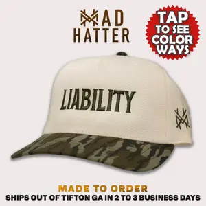 Liability MadHatter's Embroidered Snapback Adjustable (Up To A Size 8 Head)  Premium Trucker Hat