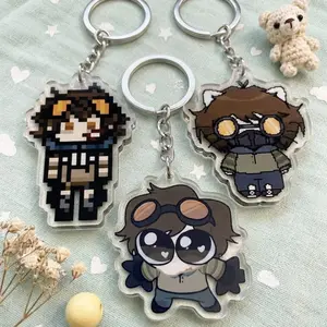 Ticci Toby Acrylic Keychain, Indie Gamer Character Charm, Kawaii Chibi Keyring for Alternative Game Fans