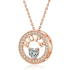 Necklace for Women 18k Gold Plated 925 Silver 5A Zirconia Diamond Hope Pendant Necklace