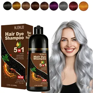 Silver Gray Hair Dye Shampoo 5-in-1, Natural Herbal Hair Color for Men & Women, Long-Lasting Silver Gray Coverage, Easy Home Use, 200ml