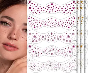 20PCS Glitter Freckles Face Tattoo, 4 Sheets/5 Styles Face Glitter Freckles for Festival & Rave, Waterproof Temporary Face Glitter Freckle Tattoo for Halloween Christmas (Rose,Gold,Sliver,Bronze)