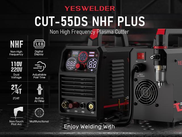 YESWELDER CUT-55DS-NHF-PLUS 110/220V Plasma Cutter 55Amp | Non-HF Start & Non-Touch Pilot Arc | Multifunctional Metal Cutting Machine for Quick Plate/Grid Cutting, Gouging & Marking