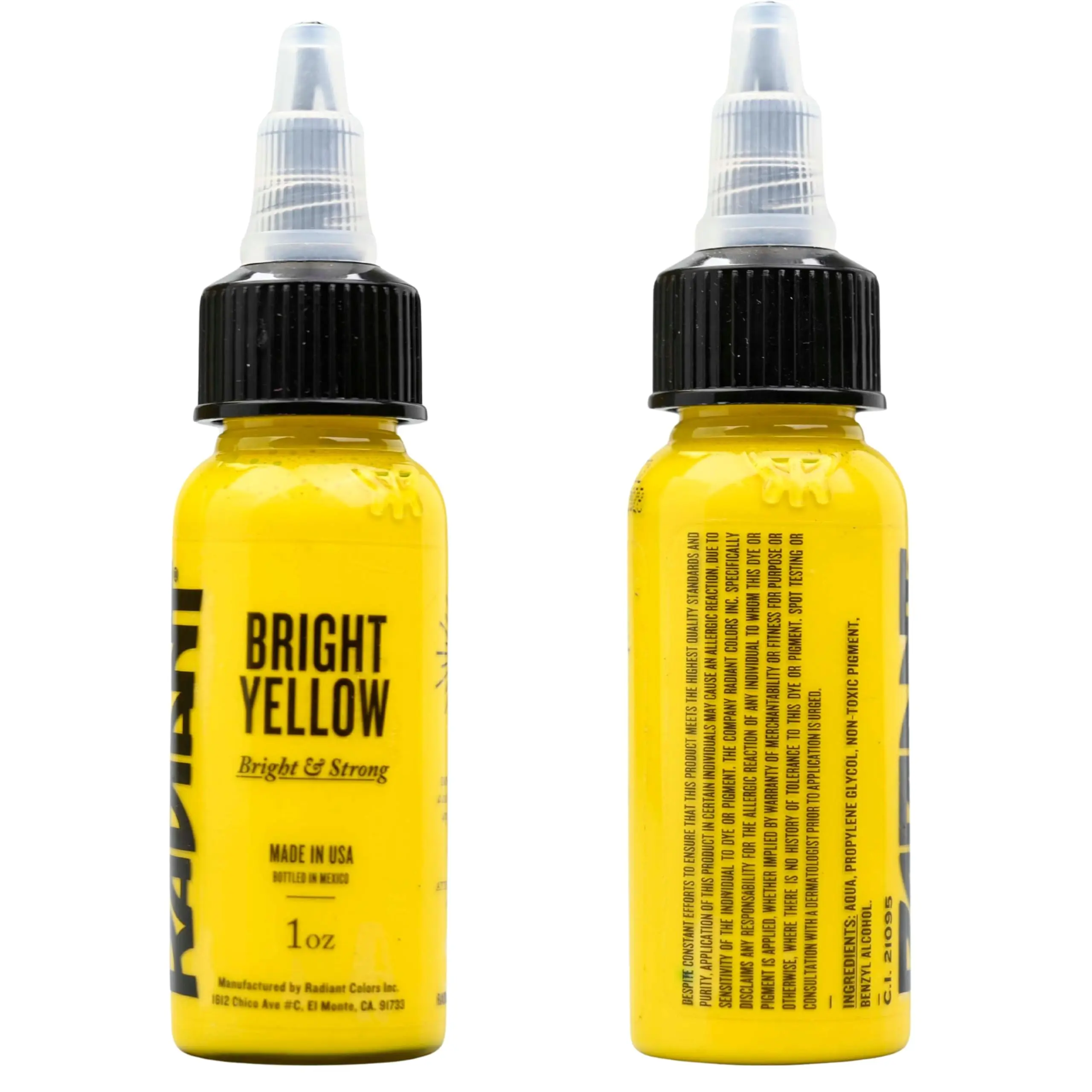 Radiant Colors Bright Yellow Tattoo Ink 1oz Vegan Smooth Flow Long-Lasting Color