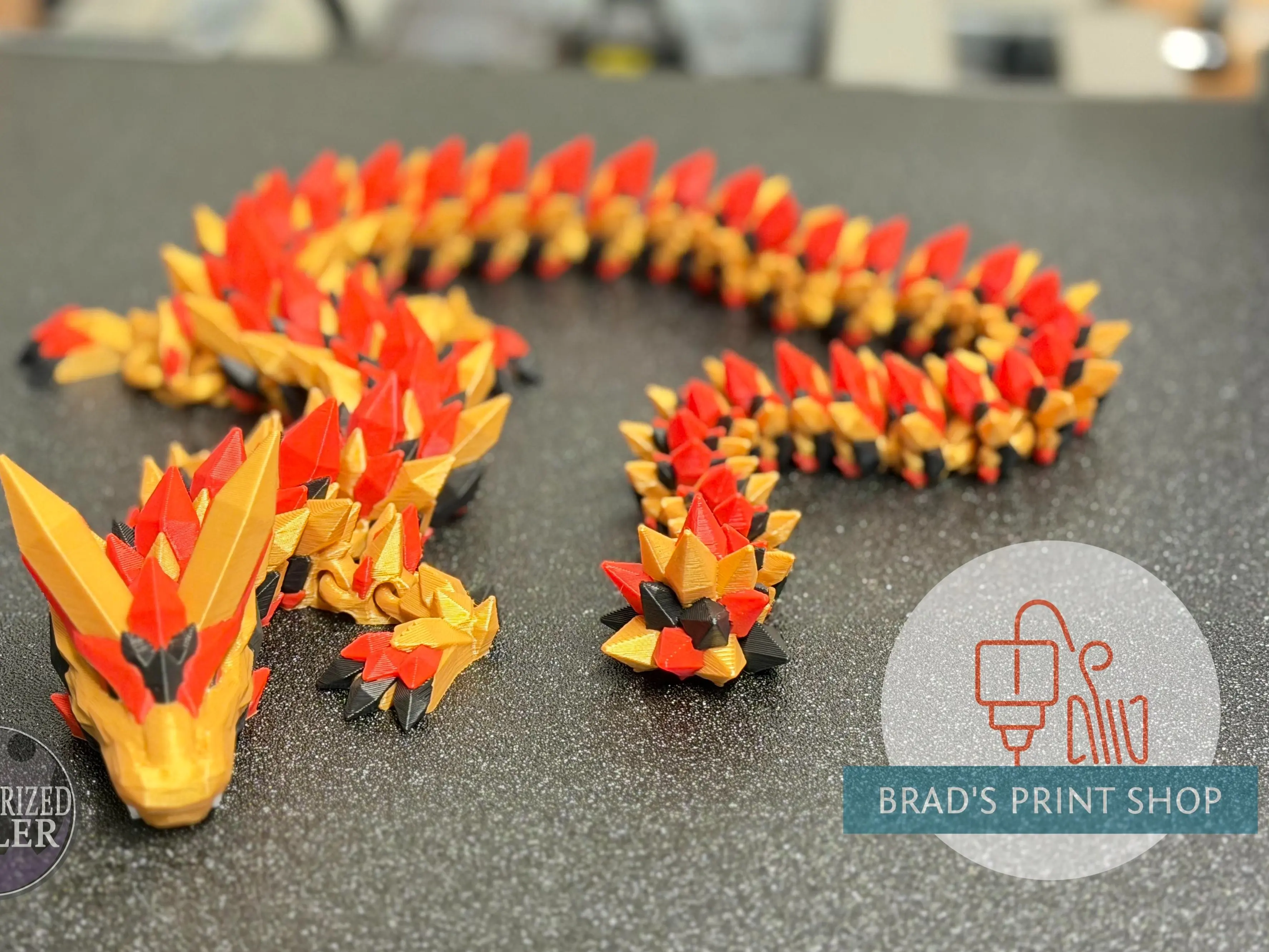 Cinderwing3D Beautiful Crystalwing Dragon - Customizable 2-Color Print Gold & Red - 3D Printed Collectible Model - Authorized Seller