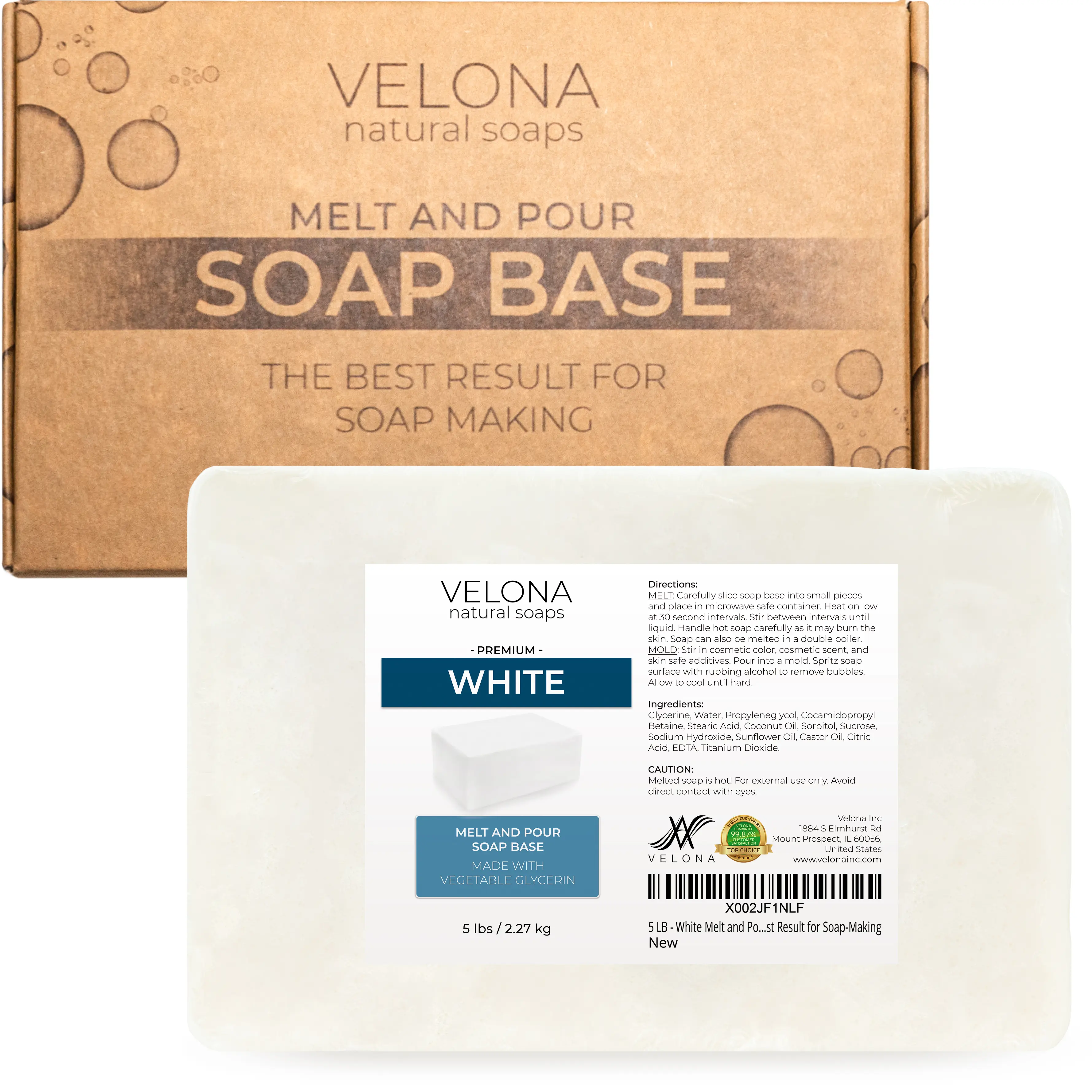 velona 5 LB - White Melt and Pour Soap Base SLS/SLES free | Natural Bars for The Best Result for Soap-Making