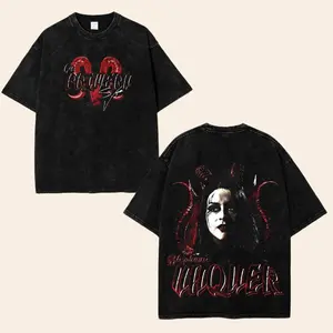 Stephanie Vaquer Demon Queen Washed T-Shirt Wrestling Tee WWE Luchadora Graphic Shirt Vintage Black Acid Wash Front Back Print Oversized Streetwear Unisex Fans Gift Size S-5XL