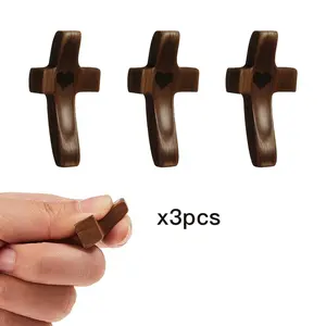 3Pcs Wooden Cross Decorations  Multi-functional Spiritual Symbols for Home and Office, Great Gift Idea - Religious, Ornaments perfect religious Living Room Christmas Altar Rosary Souvenir Angel