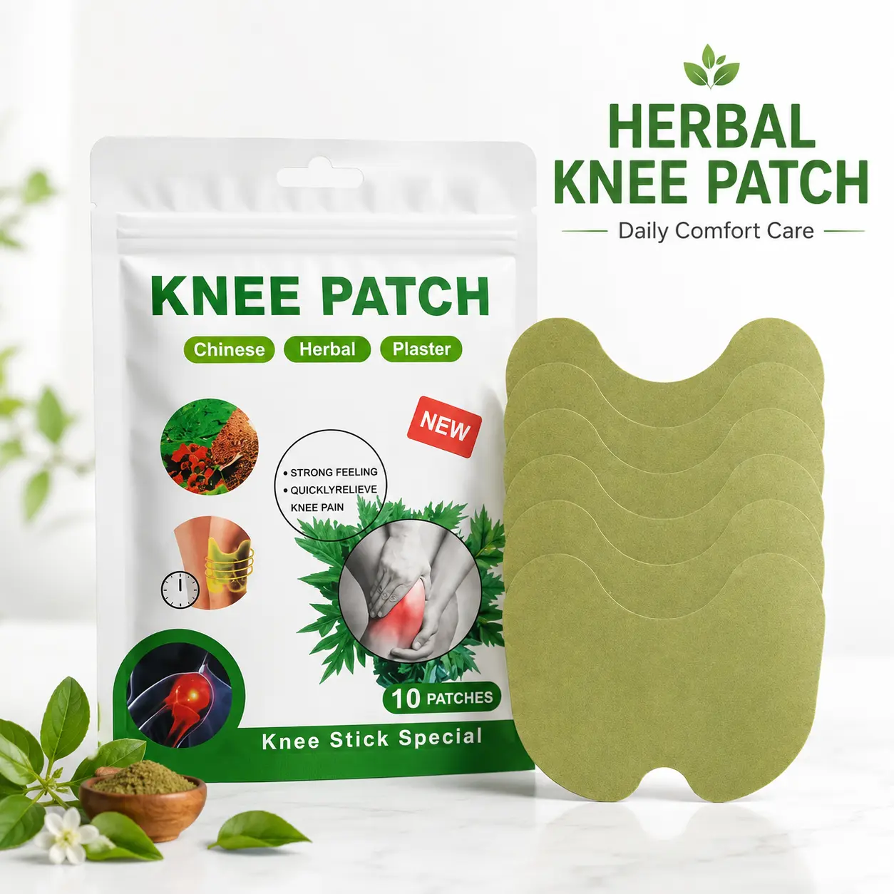10/20/30PCS Pure Herbal Heat Patches  for Joint Pain Relief, Knee Support, Neck Wrap, Long-Lasting Warmth, Ideal for Home & Travel Use Hot Compress Pad Thermal Warm