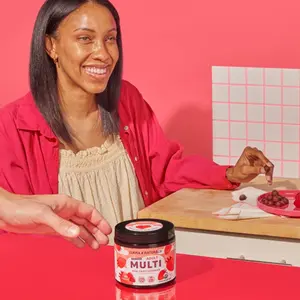 Llama Naturals Multivitamin for Women & Men, Vegan, Organic Gummies with Vitamin D, C & K, Adults Real Fruit Gummy Vitamins, Chewable Multivitamin Supplement, No Added Sugar Cane, Strawberry, 120 Ct