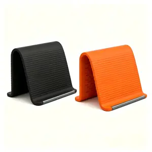 Flexible Foldable Silicone Phone Stand | Multi-Angle Universal Mount for Phones & Tablets, Anti-Slip Portable Holder for Home Office Travel (Orange Black)