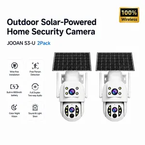 2PCS JOOAN Solar Security Camera Outdoor Wireless, 2K WiFi Surveillance Camera with 9000mAh Battery, 330° Pan 90° Tilt, Auto Tracking, Night Vision, Motion & Person Detection