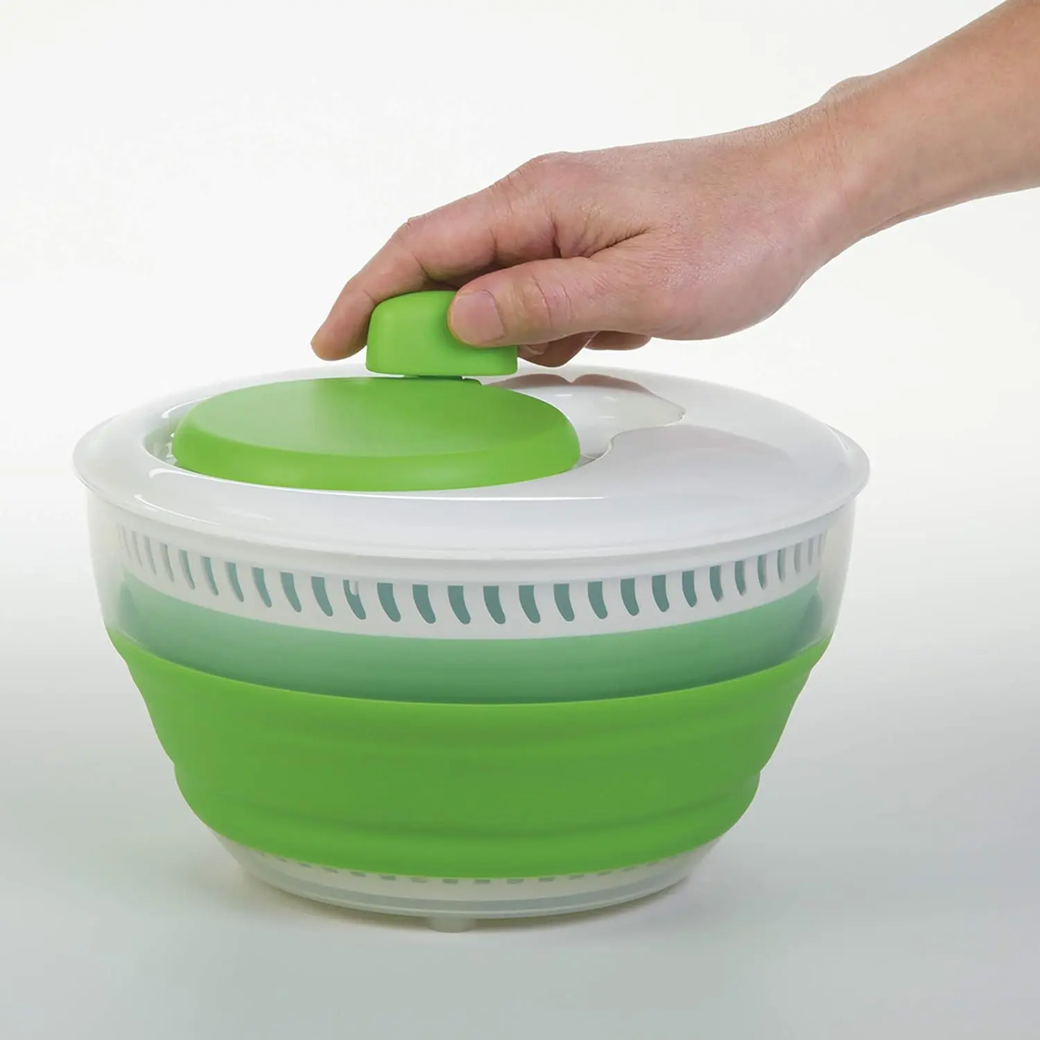 Prepworks by Progressive 3 Quart Space Saving Folding Collapsible Drainer, & Colander for Salad Preparation and Food Washing (Green)