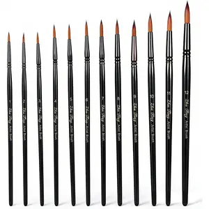 12 Pcs Professional Watercolor Brushes Set – Artist Round Paint Brushes, Multiple Sizes for Detail & Broad Strokes, Painting Supplies for Watercolor, Acrylics, Ink, Gouache, Oil