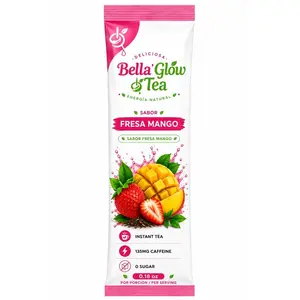 Bella'Glow Tea Fresa Mango Instant Tea Mix | Natural Energy & Wellness Drink | 0.18oz Single Serving