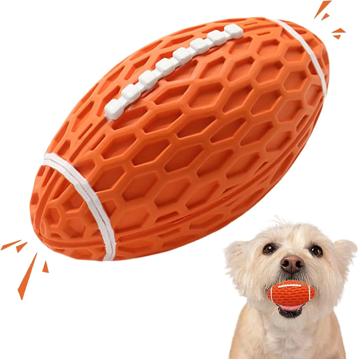Petinstinct Squeaky Dog Football Toy, Rubber Dog Ball Toy for Aggressive Chewers, Floating Fetch Outdoor Puppy Toys, Tough Fetch Ball, Durable and Interactive for Medium Large Dogs