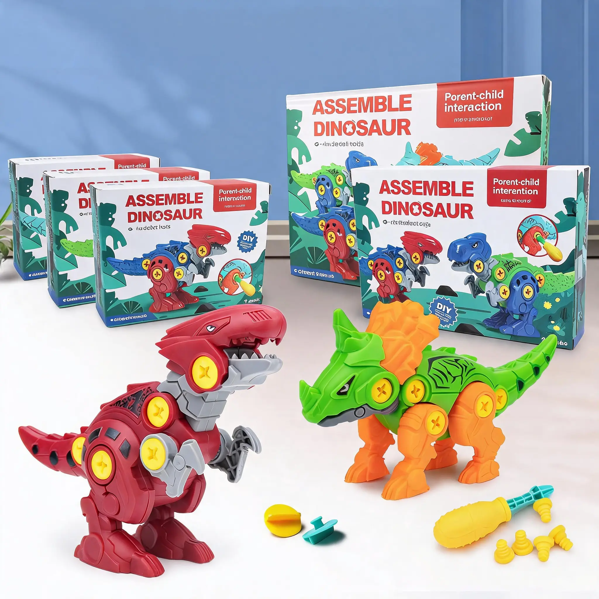 Take Apart Dinosaur Toys,4-Pack with Screwdriver, Screws & Movable,Easy Assembly,Mini Simulation Dinosaur Toys,jumbo t-rex dinosaur figure toys,Birthday, Christmas,New year desktop ornament gift for kids