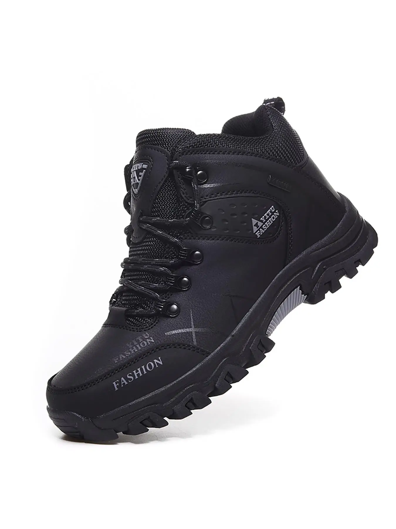 2025 New Style Patchwork Lace Up High Top Sneakers, Outdoor Mountaineering Warm Lined Hiking Trainers for Men, Sporty Casual Waterproof Non-slip Wear-