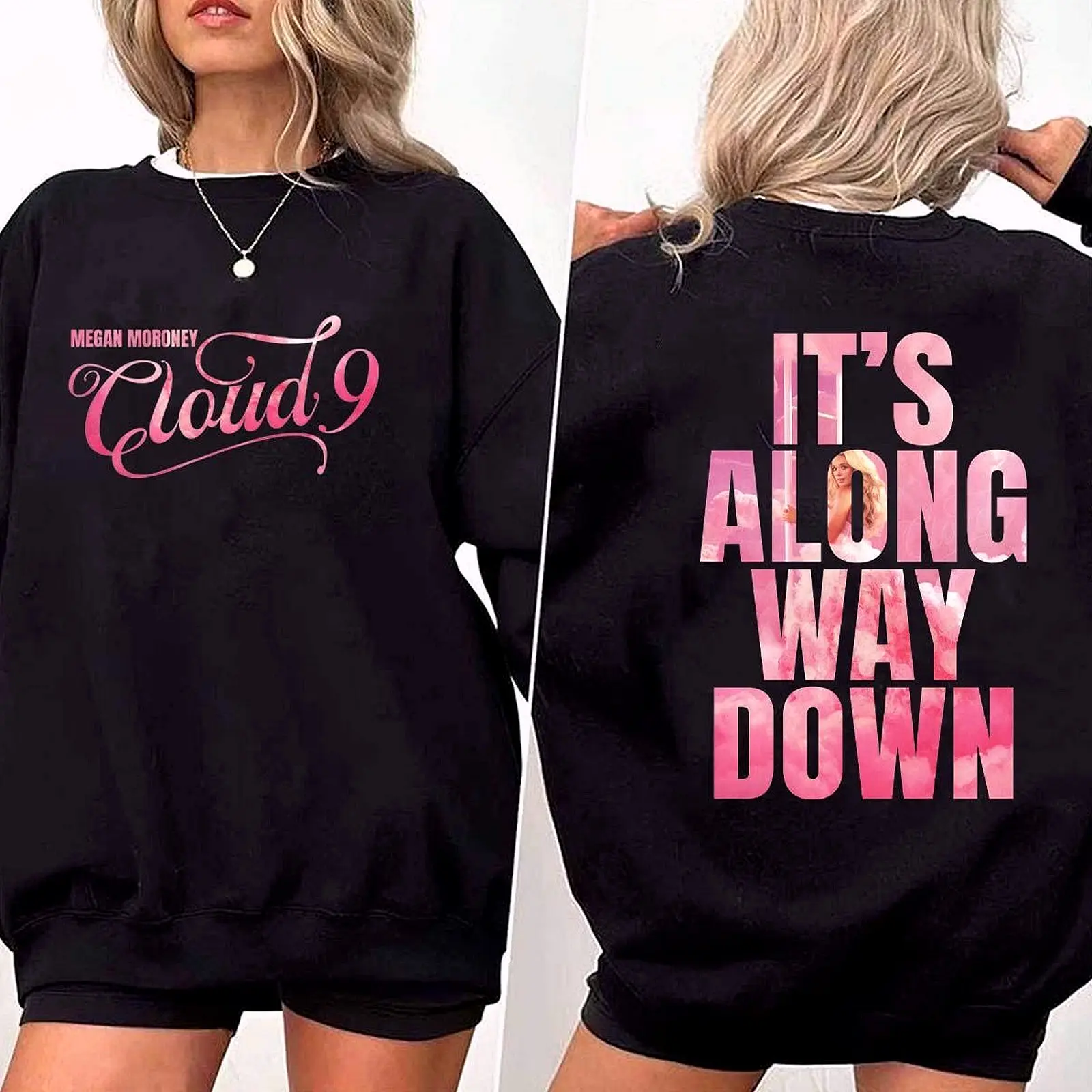Megan Moroney Cloud 9 2 Sided Graphic Sweater Casual Street Style Fleece Fabric Crewneck Pullover Sweatshirt Tops Trendy for Women for Men Cotton