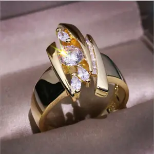 Fashionable Front Guard Style Geometric Handsome Synthetic Zircon Men's Ring Trend Creative Daily Party Jewelry
