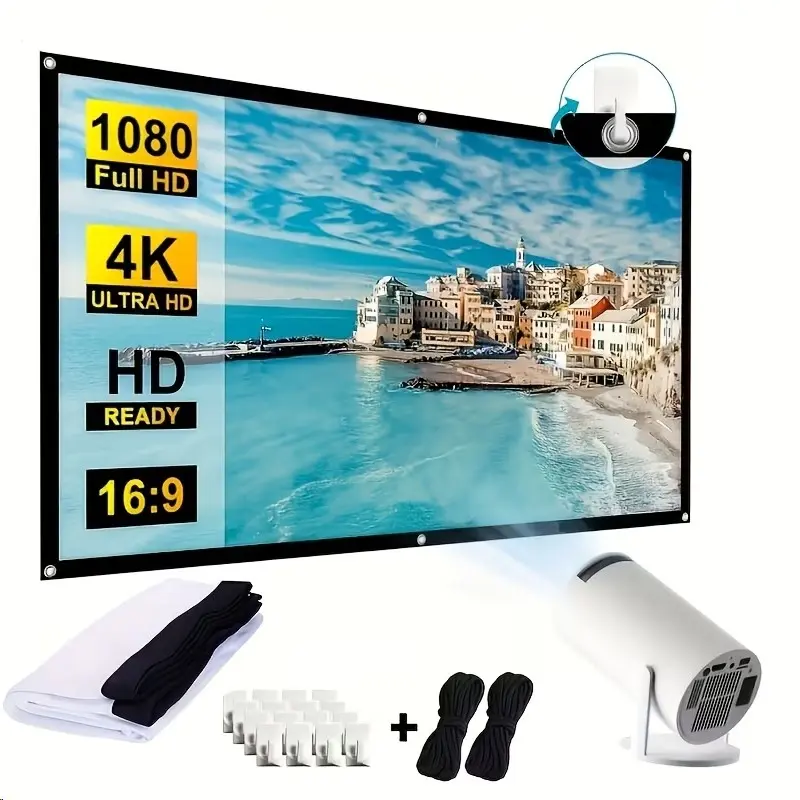 120 Inch Ultra HD 4K Projector Screen, Wrinkle-Free High Definition 3D Display, Portable and Foldable Design, Home Cinema & Outdoor Use, HD Projection Screen